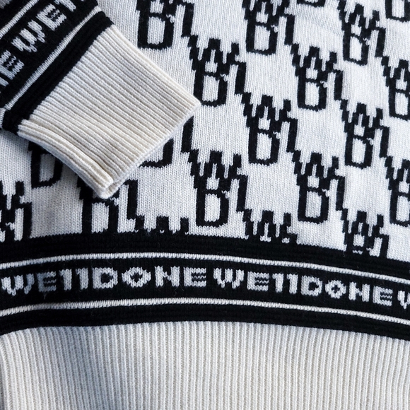 Welldone Unisex Wool Cashmere All Over Logo Knit Jumper Sweater - Picture 5 of 12